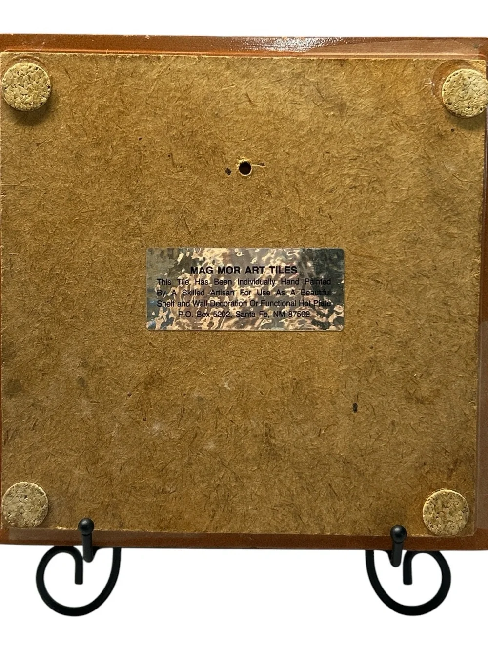 Decorative Southwestern Ceramic Tile Plaque in Blue and Brown